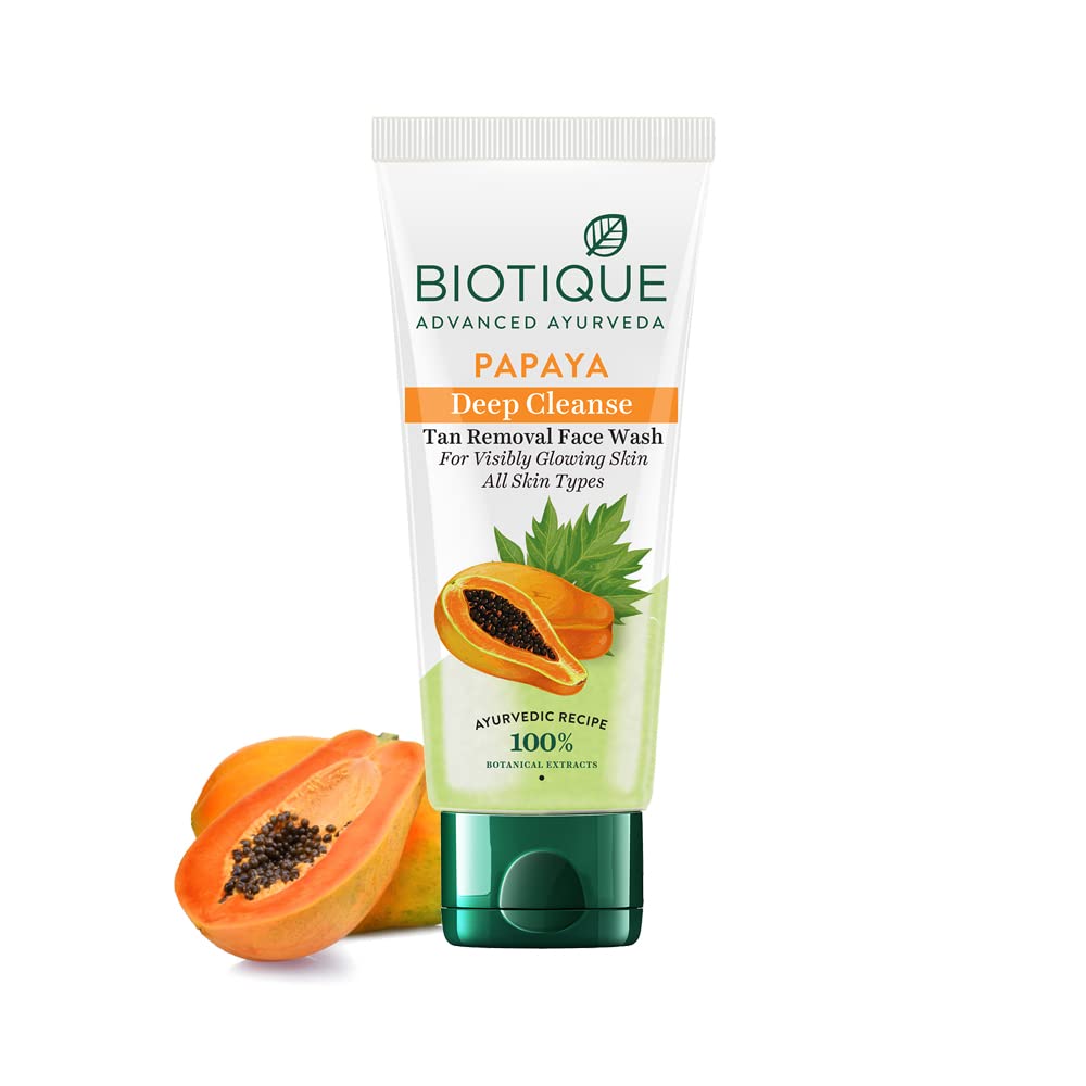 Biotique Papaya Deep Cleanse Tan Removal Face Wash 50 ml | Papaya, Turmeric, Neem | Deeply Cleanses | Helps In Tan Removal | Gives Glowing Skin | 100% Botanical Extract | For All Skin Type, Pack of 1 Biotique Papaya Deep Cleanse Tan Removal Face Wash 50 ml | Papaya, Turmeric, Neem | Deeply Cleanses | Helps In Tan Removal | Gives Glowing Skin | 100% Botanical Extract | For All Skin Type, Pack of 1