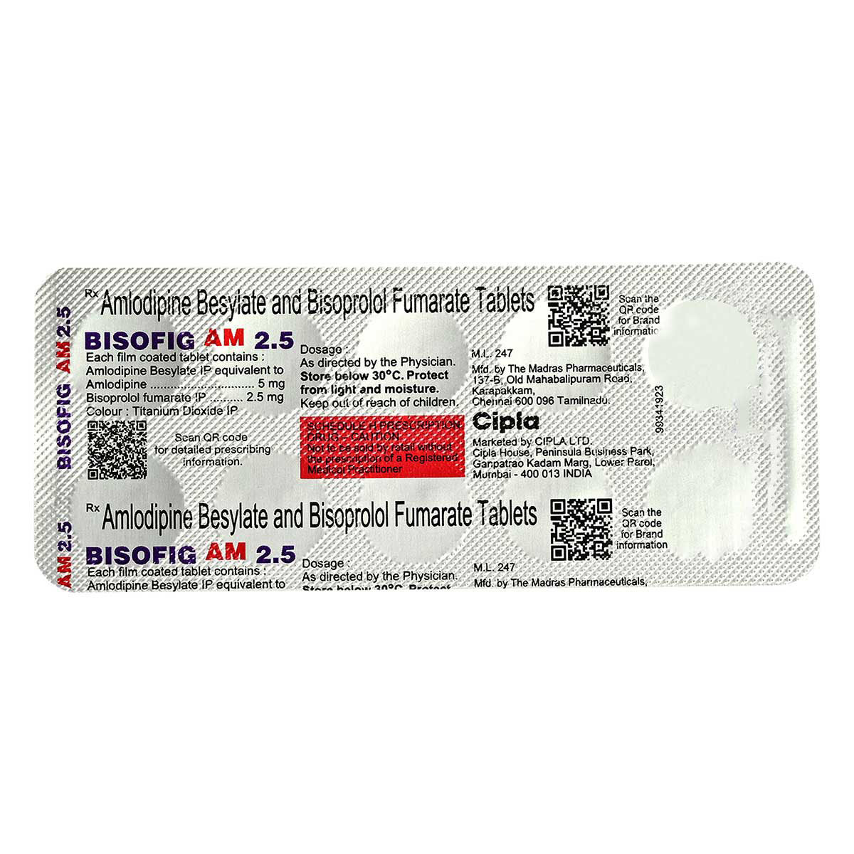 Bisofig AM 2.5 mg Tablet 10's, Pack of 10 Bisofig AM 2.5 mg Tablet 10's, Pack of 10