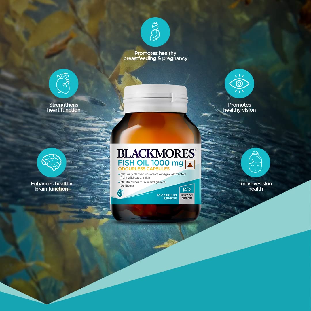 Blackmores Fish Oil 1000 mg Odourless, 30 Capsules, Pack of 1 