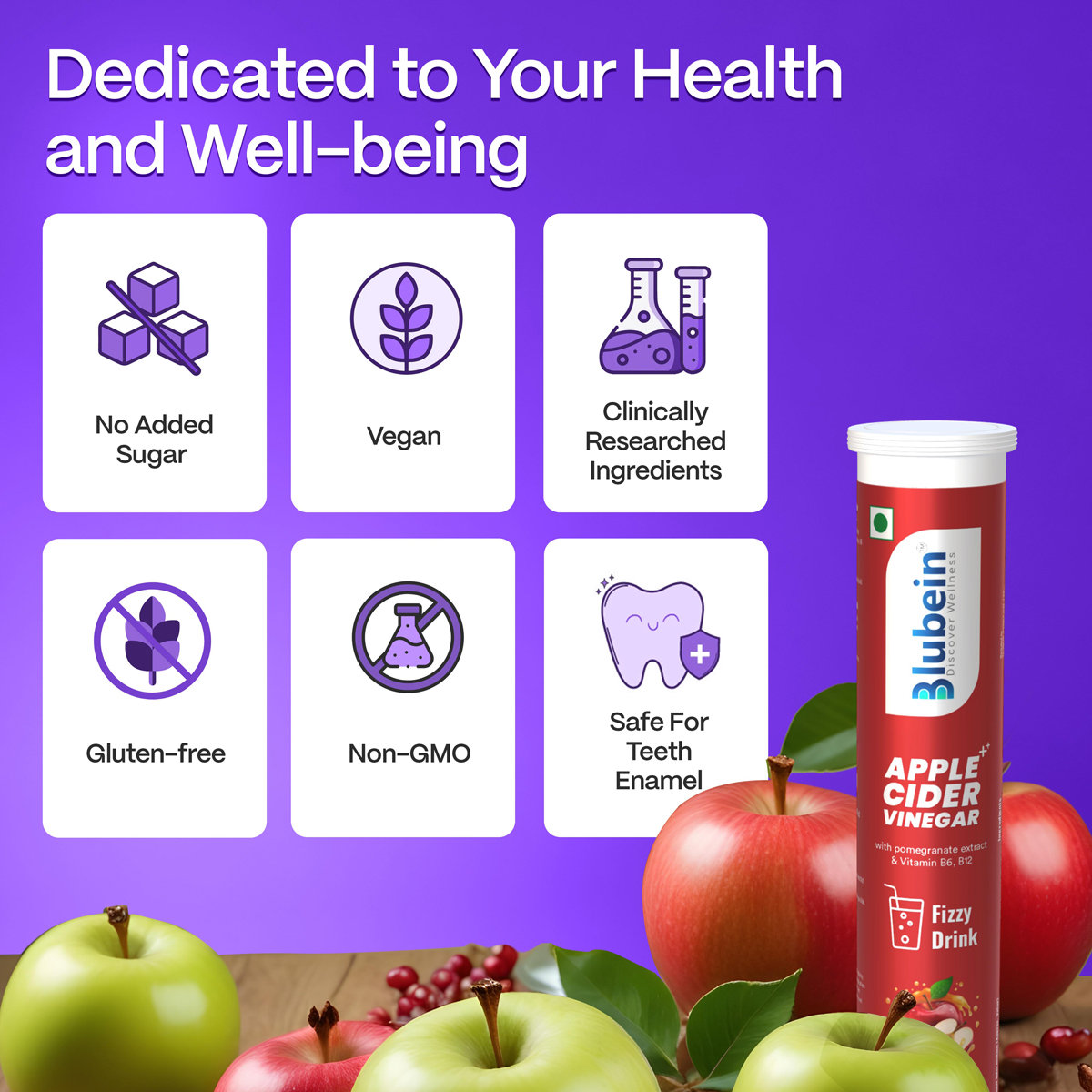 Blubein Apple Cider Vinegar Effervescent, 15 Tablets, Pack of 1 Blubein Apple Cider Vinegar Effervescent, 15 Tablets, Pack of 1