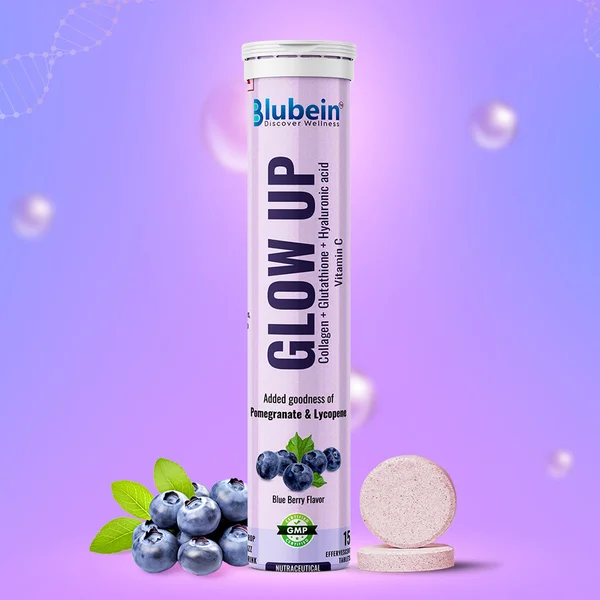 Blubein Glow Up Blue Berry Flavour Effervescent, 15 Tablets
