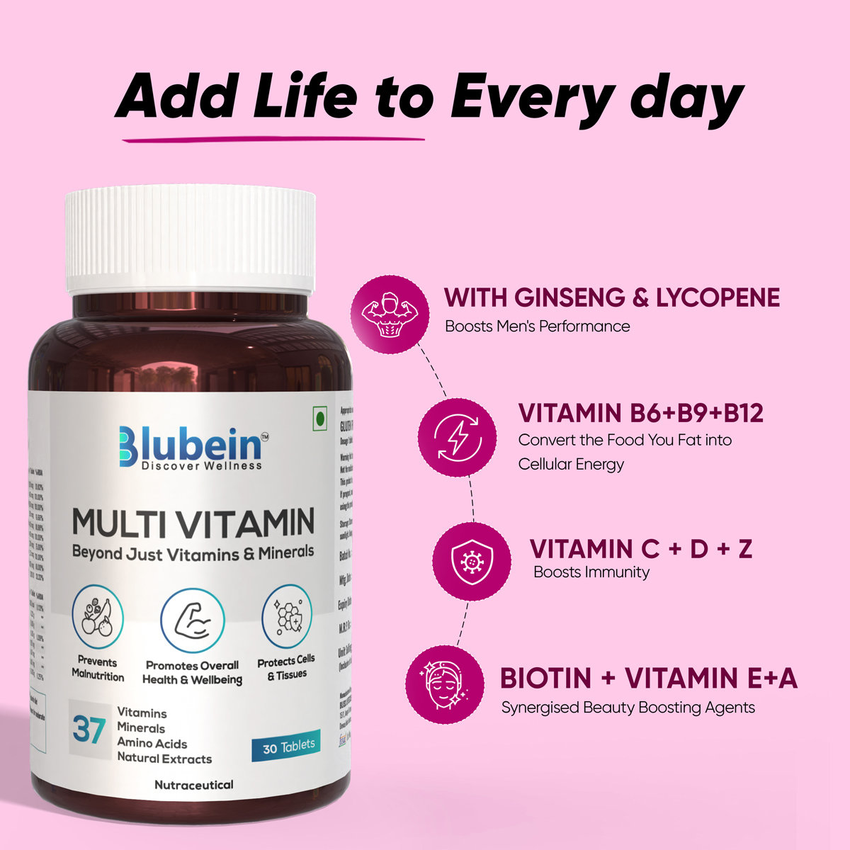 Blubein Multivitamin, 30 Tablets, Pack of 1 Blubein Multivitamin, 30 Tablets, Pack of 1