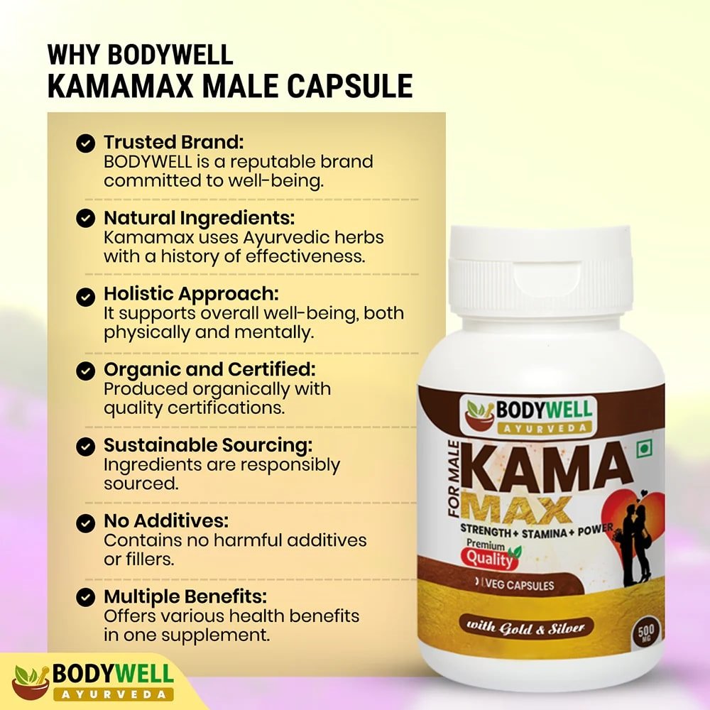 Bodywell KamaMax Male 500mg with Gold & Silver, 30 Veg Capsules, Pack of 1 Bodywell KamaMax Male 500mg with Gold & Silver, 30 Veg Capsules, Pack of 1