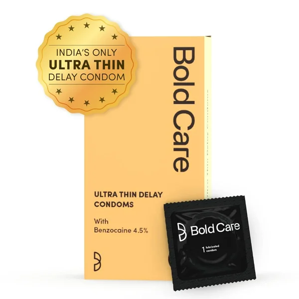 Bold Care Ultra Thin Delay Condoms with Benzocaine 4.5%, 10 Count, Pack of 1