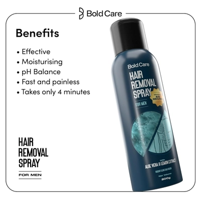 Bold Care Hair Removal spray for Men, 200 gm, Pack of 1