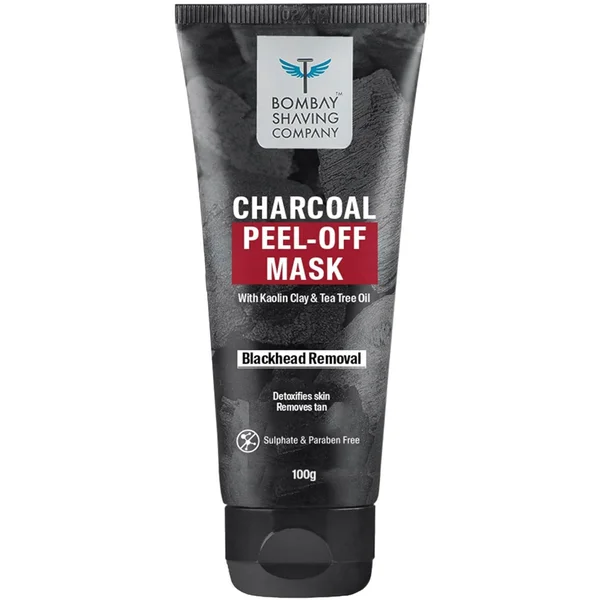 Bombay Shaving Company Charcoal Peel-Off Mask 100 gm | Kaolin Clay &amp; Tea Tree Oil | Detoxifies Skin | Removes Blackheads &amp; Tan | 5X Detoxifying Power | For All Skin Type, Pack of 1