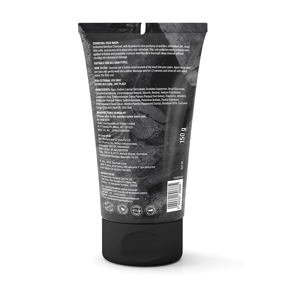 Bombay Shaving Company Charcoal Face Wash, 150 gm, Pack of 1 Bombay Shaving Company Charcoal Face Wash, 150 gm, Pack of 1