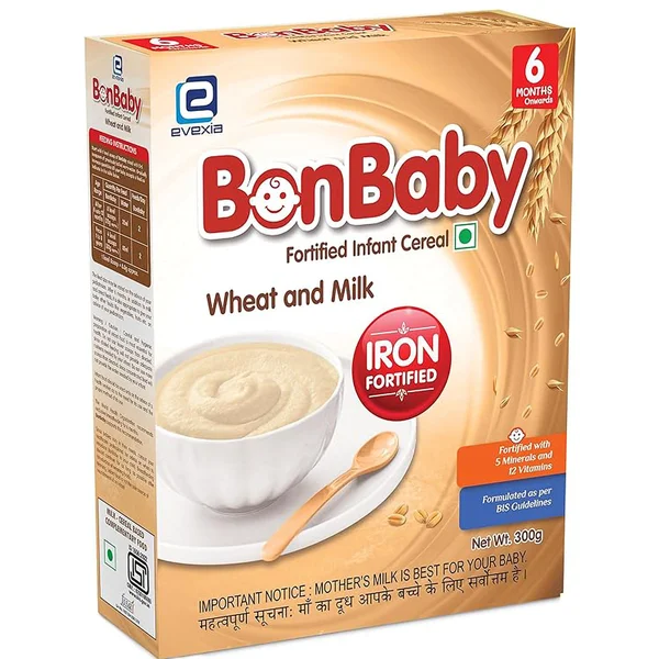 Bonbaby Infant Cereal Wheat and Milk Cereal (6 Months Onwards, 300 gm Refill Pack, Pack of 1