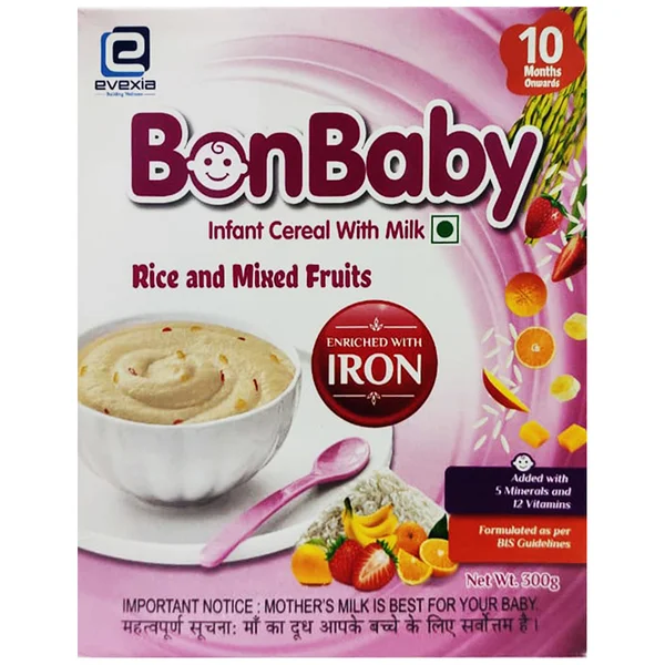 Bonbaby Rice &amp; Mixed Fruits for 10M+, 300 gm Refill, Pack of 1