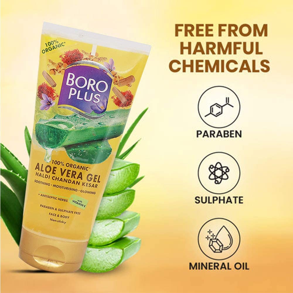 BoroPlus 100% Organic Aloe Vera Gel, 150 ml, Pack of 1 