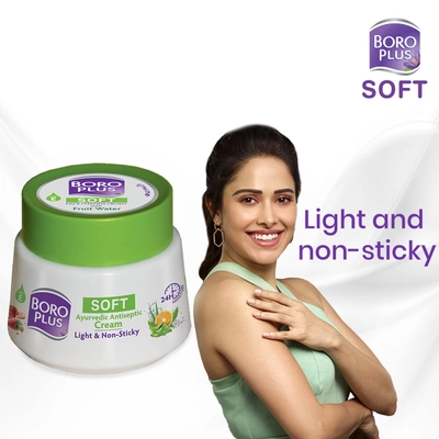 Boroplus Soft Antiseptic Cream 200 ml | Light &amp; Non-sticky | Provides 24 hour moisturisation|Ayurvedic Cream for all seasons| Moisturises Dry Skin| 10 Natural Ingredients|Vitamin E | With Fruit Water and 10 Super Herbs, Pack of 1