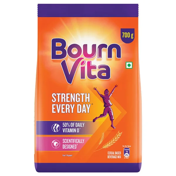 Cadbury Bournvita Nutrition Powder 700 gm Refill Pack | Inner Strength Formula | For Strong Bones, Muscle &amp; Active Brain | Nutritional Drink For Kids, Pack of 1