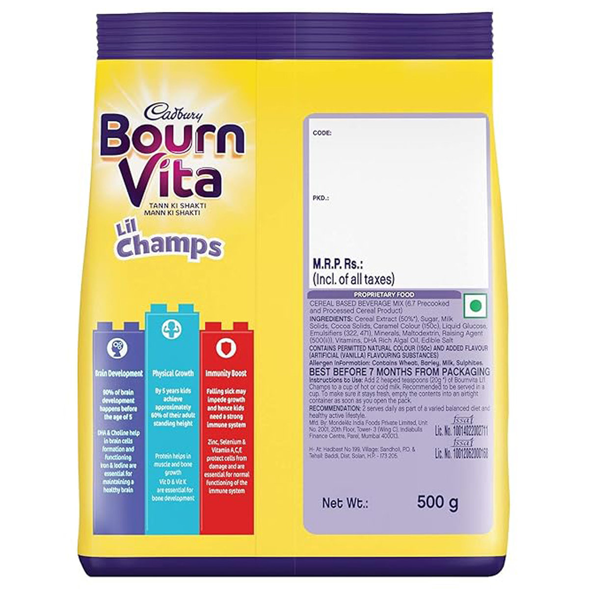 Cadbury Bournvita Lil Champs Nutrition Powder, Refill Pack 500 gm, Pack of 1 Cadbury Bournvita Lil Champs Nutrition Powder, Refill Pack 500 gm, Pack of 1