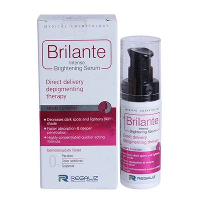 Brilante Intense Brightening Serum 30 ml | Shade Corrector | Lightens Dark Spots &amp; Skin Shade | For Uneven Skin Tone, Dull Complexion, Brown Spots, Hyperpigmentation, Pack of 1