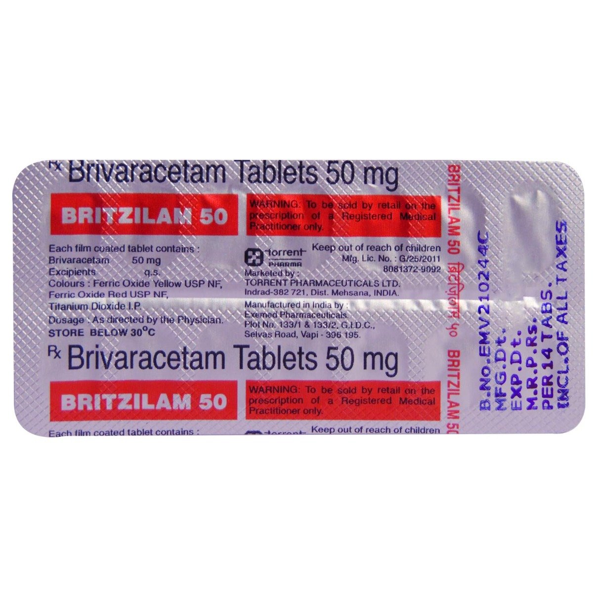 Britzilam 50 Tablet 14's, Pack of 14 TABLETS Britzilam 50 Tablet 14's, Pack of 14 TABLETS