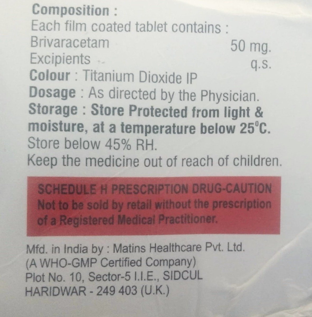 Brivacit 50 Tablet 10's, Pack of 10 Brivacit 50 Tablet 10's, Pack of 10