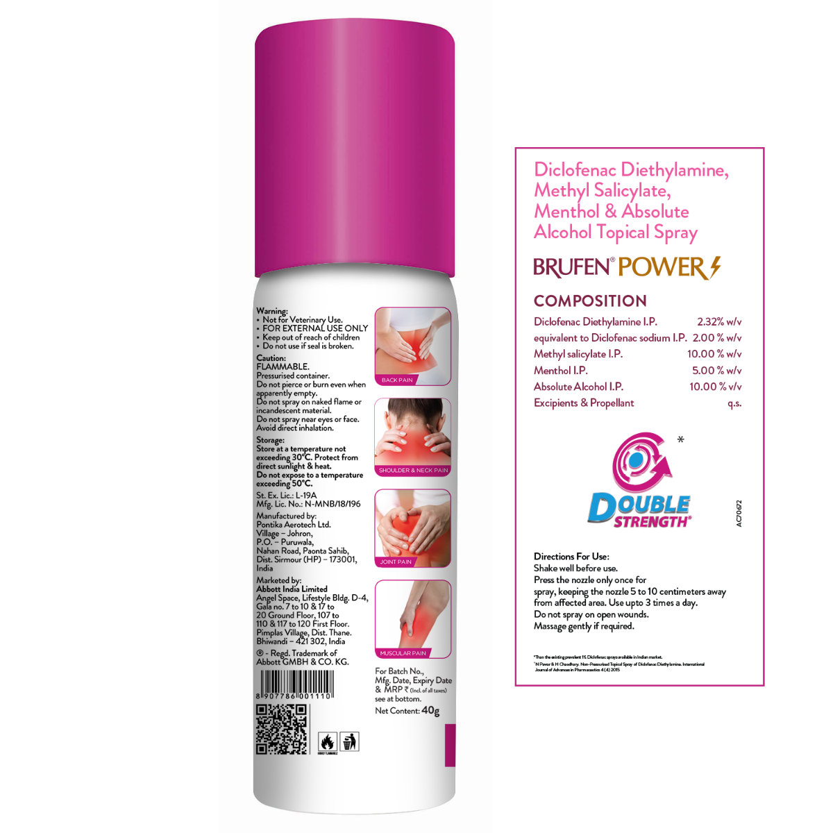 Brufen Power Metered Pain Relief Spray, 40 gm, Pack of 1 Brufen Power Metered Pain Relief Spray, 40 gm, Pack of 1