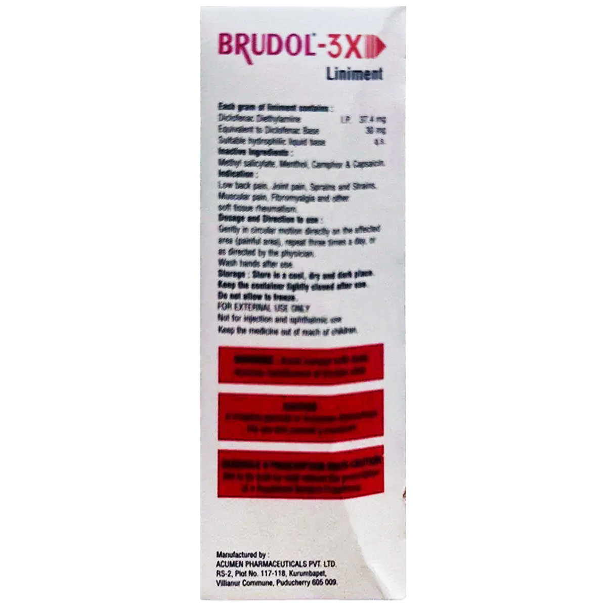 Brudol-3X Liniment 30 ml, Pack of 1 Brudol-3X Liniment 30 ml, Pack of 1