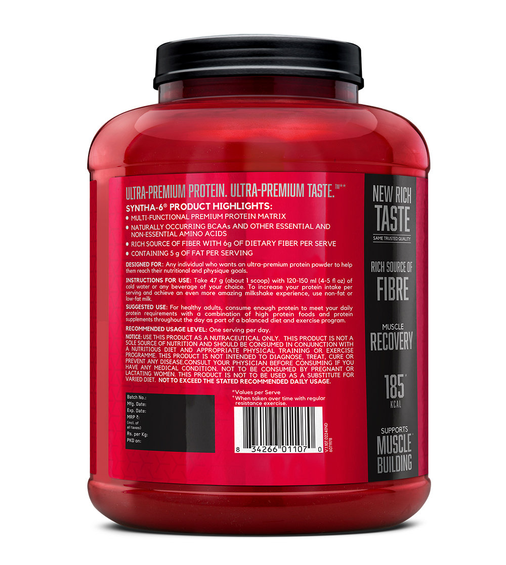 BSN Syntha-6 Chocolate Milkshake Flavour Powder, 2.27 kg, Pack of 1 BSN Syntha-6 Chocolate Milkshake Flavour Powder, 2.27 kg, Pack of 1