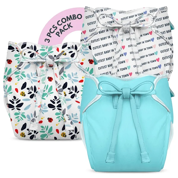 Bumberry Smart Cloth Nappy 0 To 3 Months XS, 3 Count, Pack of 1