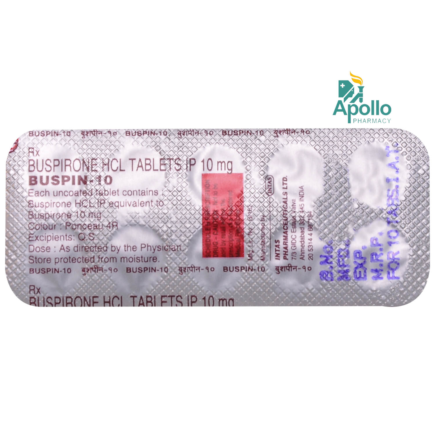 Buspin-10 Tablet 10's, Pack of 10 TABLETS Buspin-10 Tablet 10's, Pack of 10 TABLETS