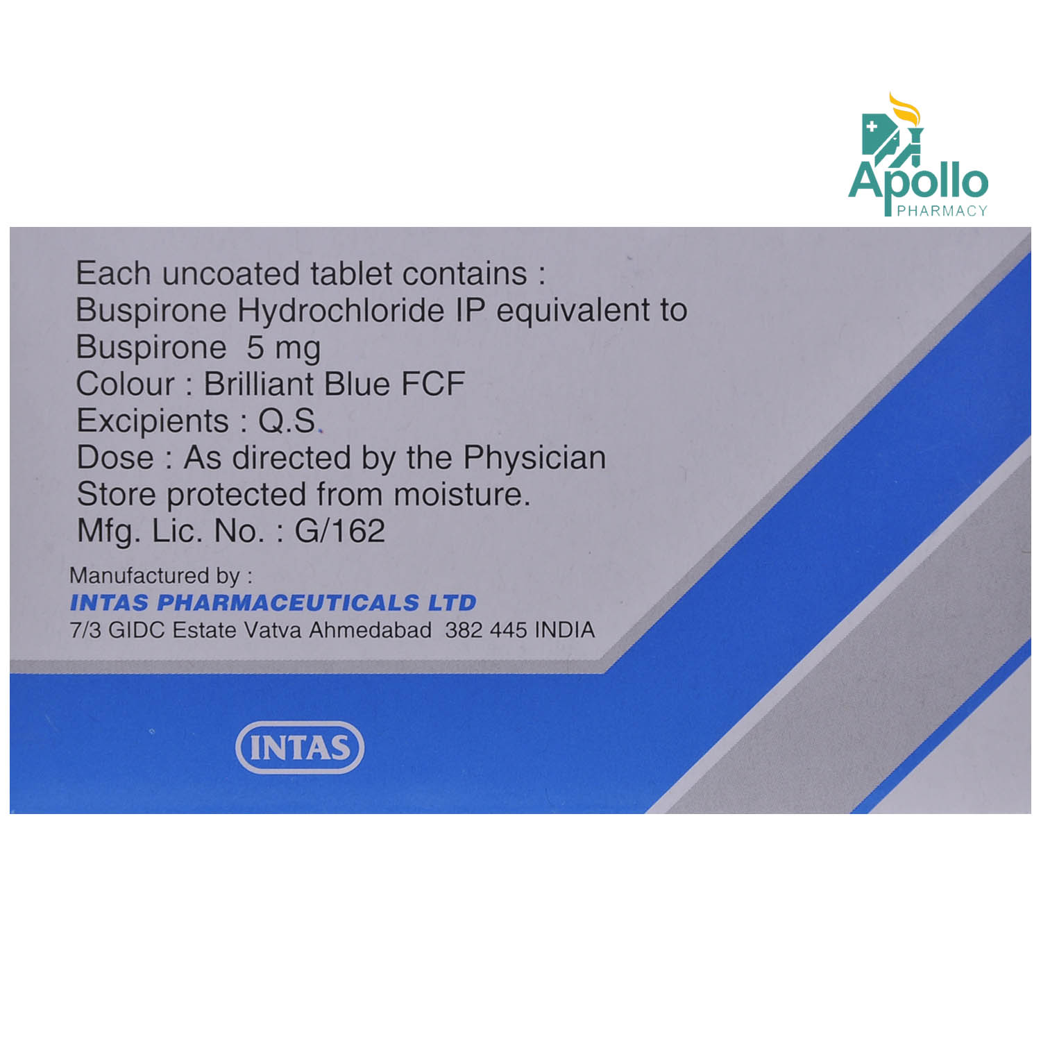 Buspin 5 Tablet 10's, Pack of 10 TABLETS Buspin 5 Tablet 10's, Pack of 10 TABLETS
