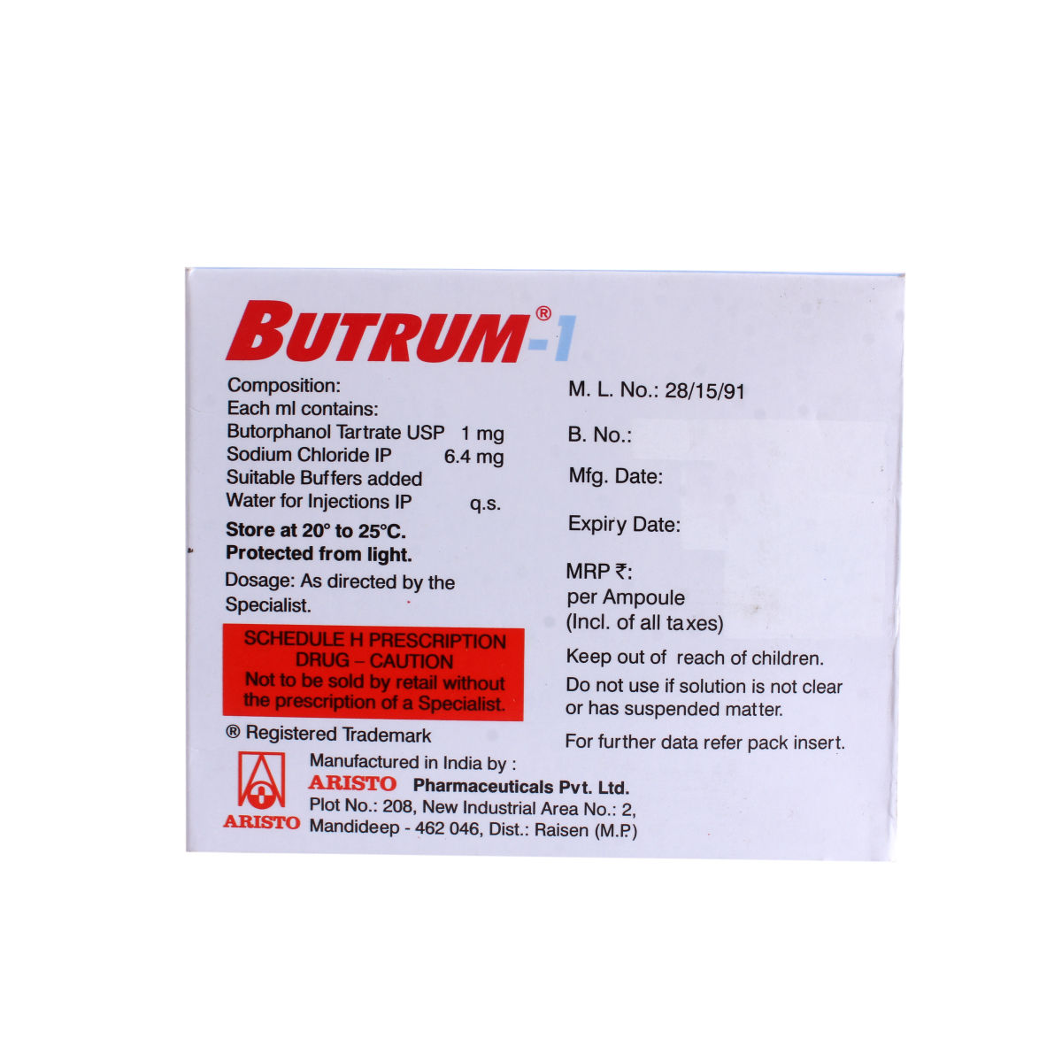 Butrum 1mg Injection 1ml Price, Uses, Side Effects, Composition