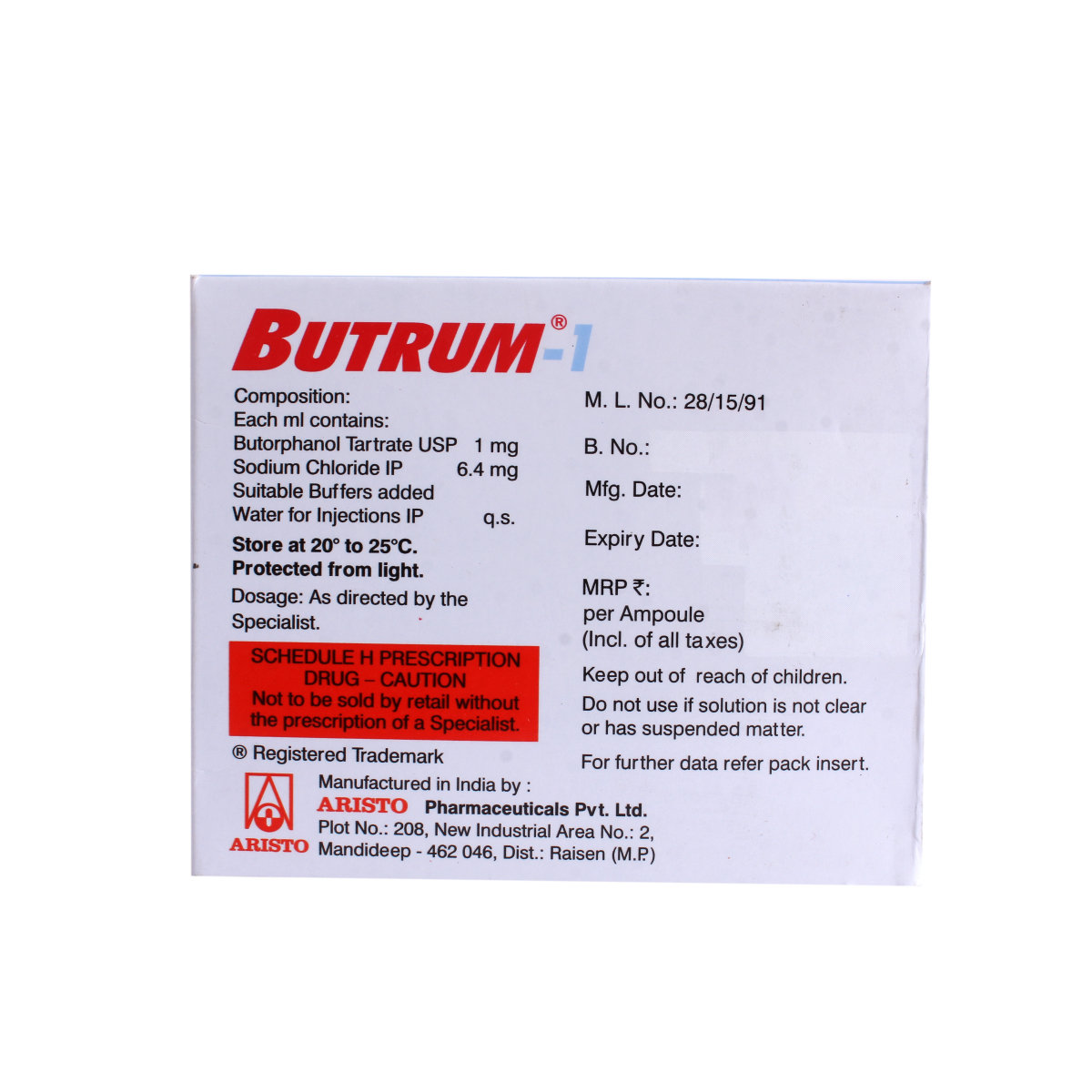 Butrum 1mg Injection 1ml, Pack of 1 Injection Butrum 1mg Injection 1ml, Pack of 1 Injection