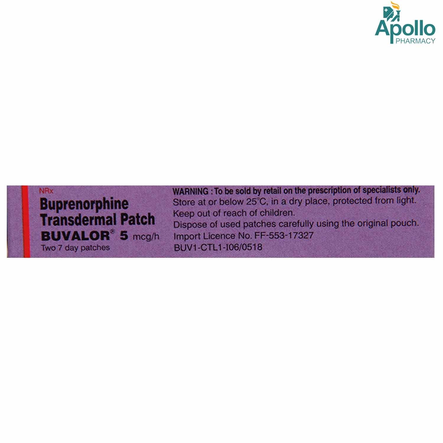 Buvalor 5 mcg/h Transdermal Patch 2's, Pack of 1 PATCH Buvalor 5 mcg/h Transdermal Patch 2's, Pack of 1 PATCH
