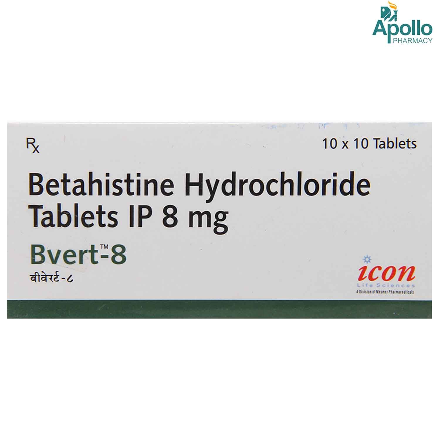 Buy Bvert 8 mg Tablet 10's Online