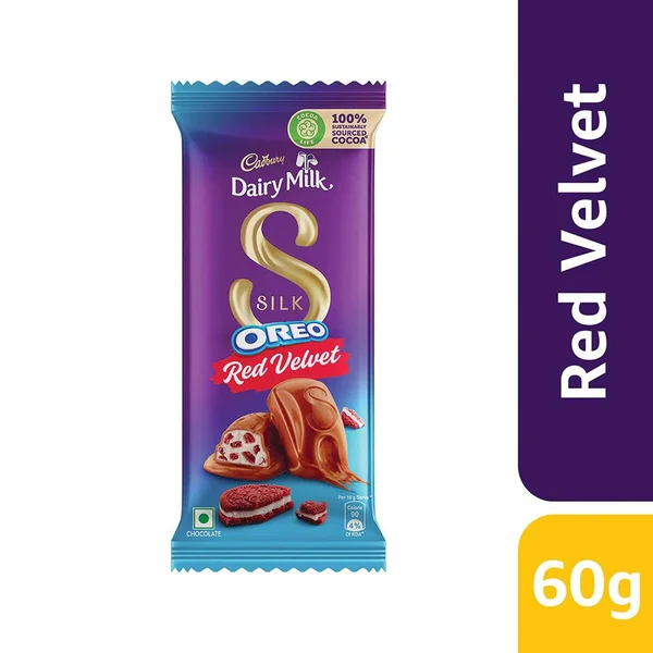 Cadbury Dairy Milk Silk Red Velvet Oreo Chocolate, 60 gm, Pack of 1