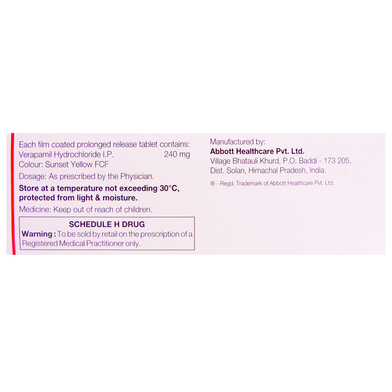 Calaptin 240 SR Tablet 10's, Pack of 10 TABLETS Calaptin 240 SR Tablet 10's, Pack of 10 TABLETS