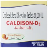 Caldison D3 Sugar Free Orange Flavour Tablet 4's, Pack of 4 TabletS