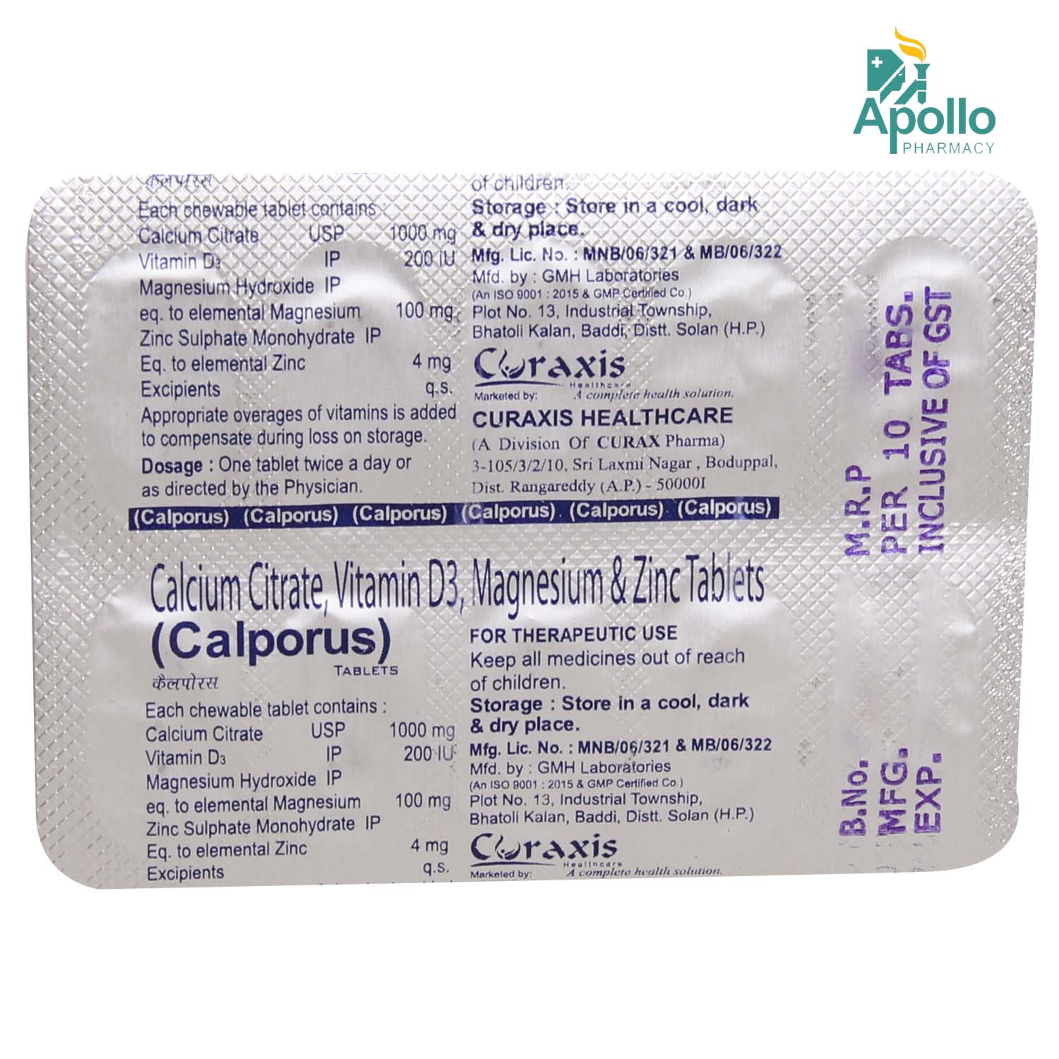 Calporus Tablet 10's, Pack of 10 TABLETS Calporus Tablet 10's, Pack of 10 TABLETS