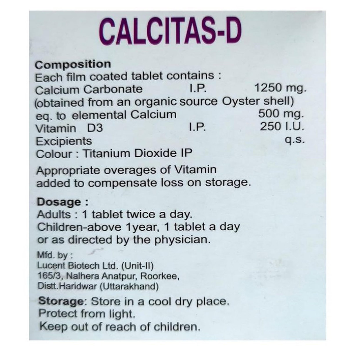 Calcitas D Tablet 15's, Pack of 15 Calcitas D Tablet 15's, Pack of 15