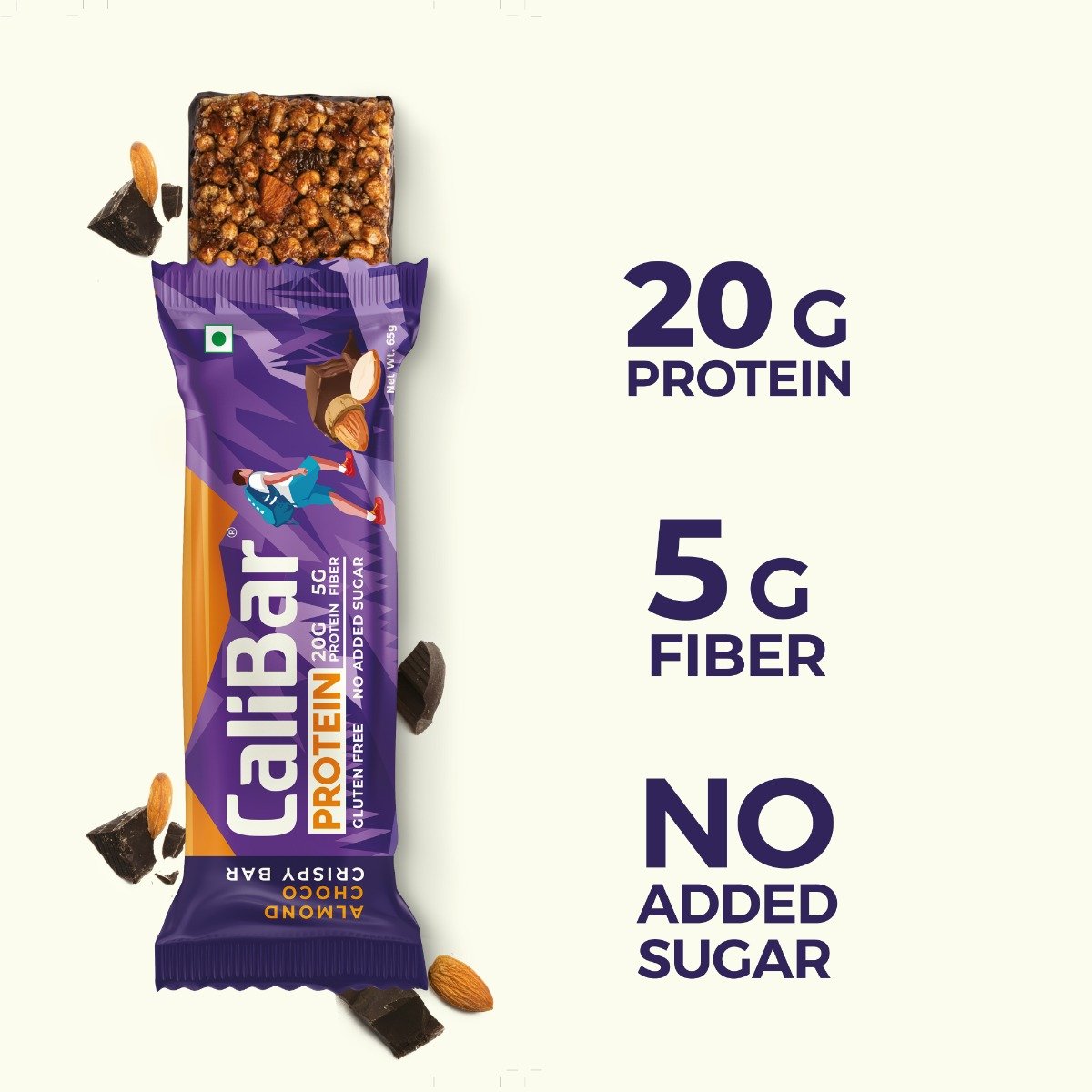 Calibar Protein Almond Choco Crispy Bar, 65 gm, Pack of 1 Calibar Protein Almond Choco Crispy Bar, 65 gm, Pack of 1