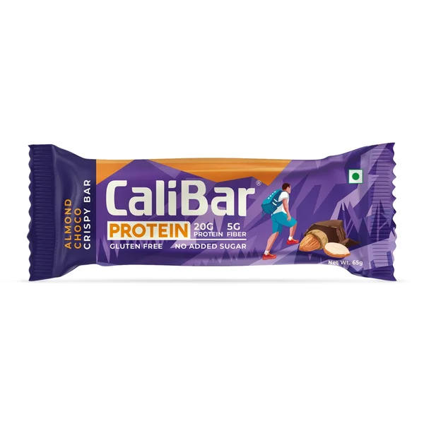 Calibar Protein Almond Choco Crispy Bar, 65 gm, Pack of 1