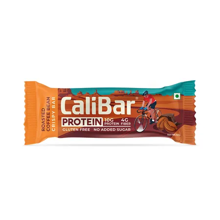 Calibar 10g Protein Roasted Coffee Bean Crispy Bar, 40 gm | With Real Coffee, No Added Sugar, Gluten-Free, 4g Fiber, No Preservatives, No Palm oil, Delicious Taste & 100% Veg