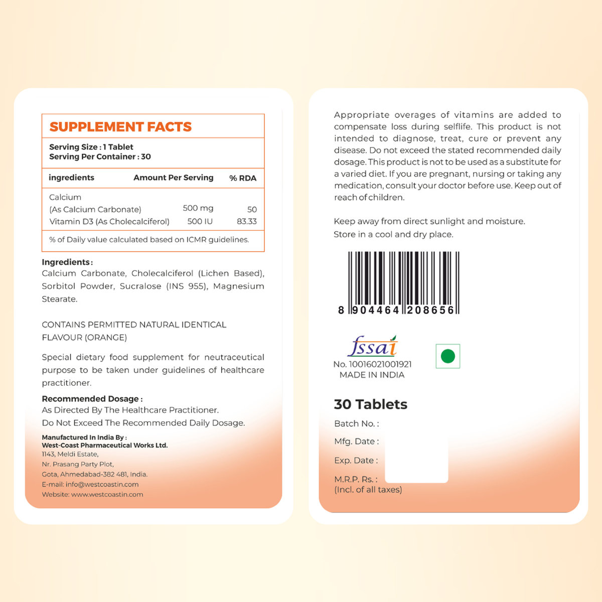 Cal-Vitan Orange Flavour Tasty & Chewable Tablet 30's, Pack of 1 Cal-Vitan Orange Flavour Tasty & Chewable Tablet 30's, Pack of 1