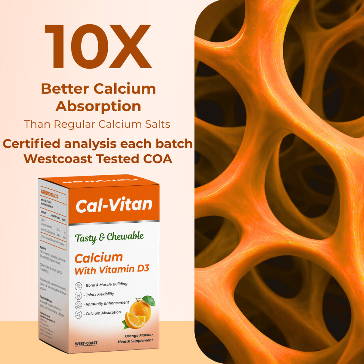 Cal-Vitan Orange Flavour Tasty & Chewable Tablet 30's, Pack of 1 Cal-Vitan Orange Flavour Tasty & Chewable Tablet 30's, Pack of 1