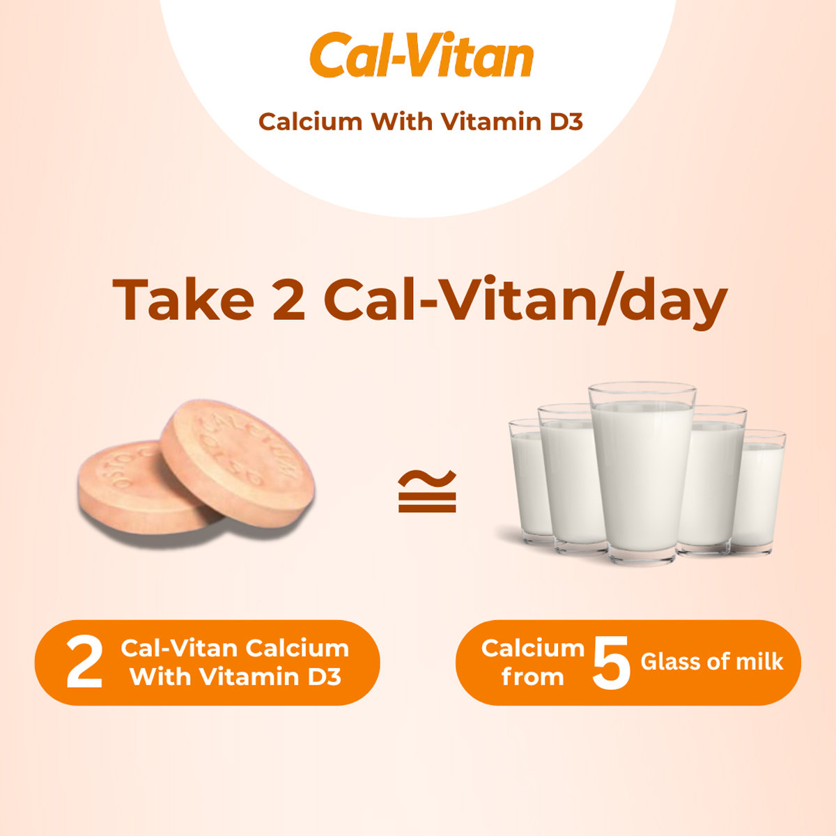 Cal-Vitan Orange Flavour Tasty & Chewable Tablet 30's, Pack of 1 Cal-Vitan Orange Flavour Tasty & Chewable Tablet 30's, Pack of 1