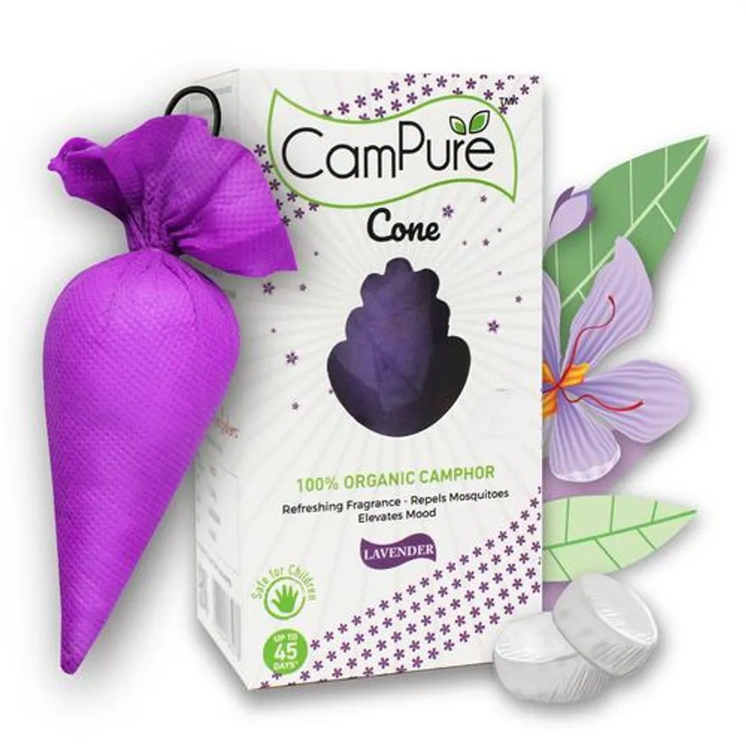 Buy Campure 100% Organic Camphor Cone Lavender Air Freshener, 60 gm Online