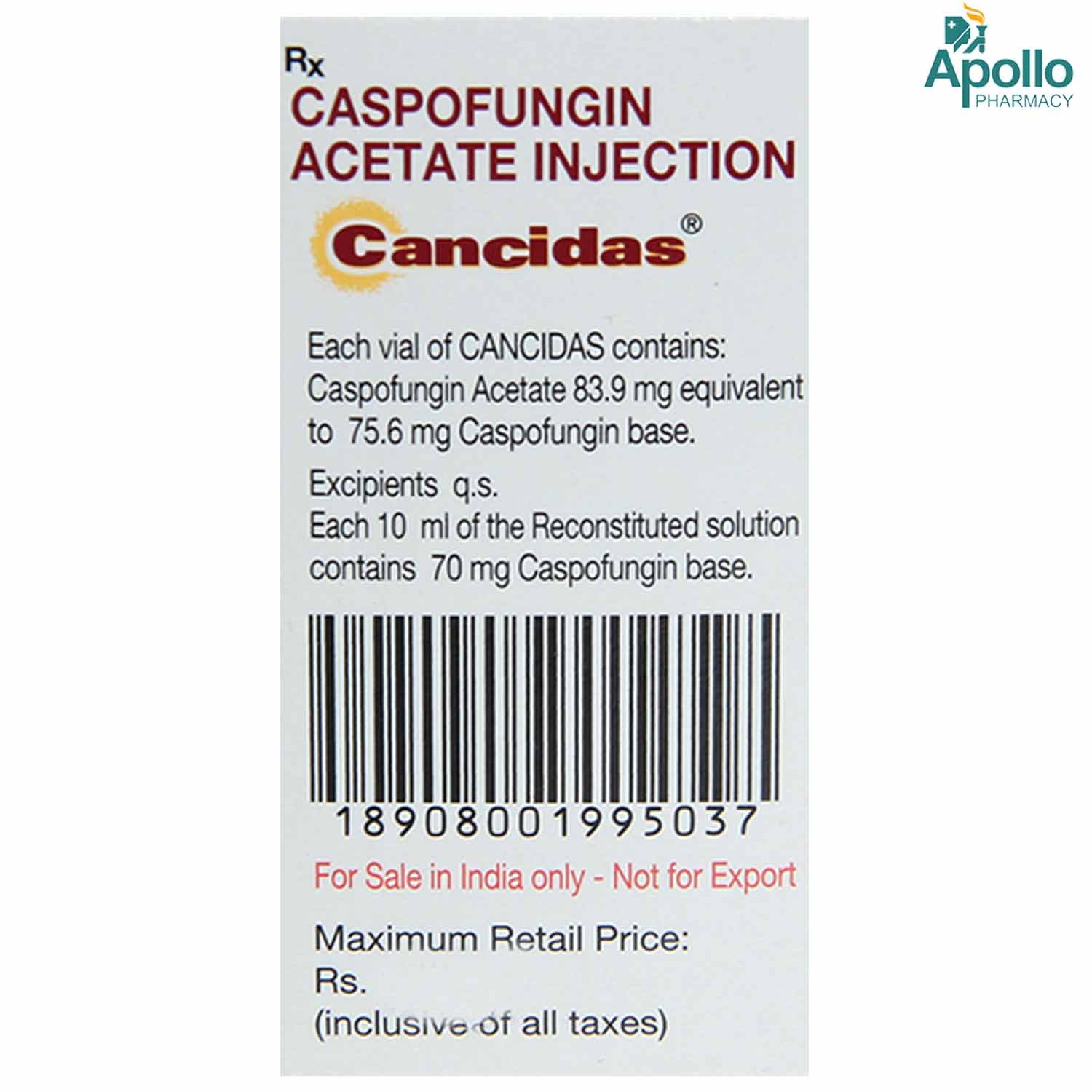 Cancidas 70 Injection 10 ml, Pack of 1 INJECTION Cancidas 70 Injection 10 ml, Pack of 1 INJECTION