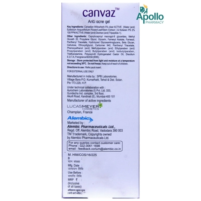 Canvaz Anti Acne Gel 15 gm, Pack of 1