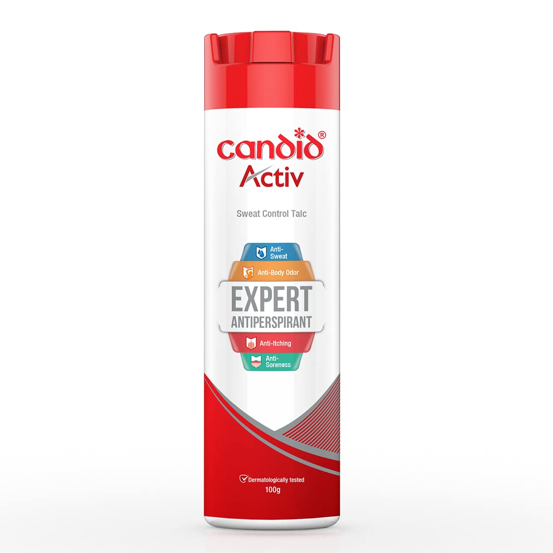 Candid Activ Sweat Control Talc 100 gm | For Sweat Control, Body Odour, Itching & Soreness | Fights Fungal Infections, Pack of 1 Candid Activ Sweat Control Talc 100 gm | For Sweat Control, Body Odour, Itching & Soreness | Fights Fungal Infections, Pack of 1
