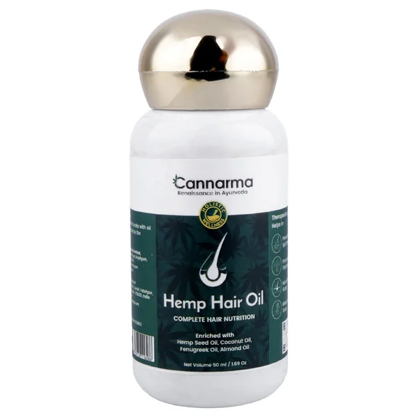 Cannarma Hemp Hair Oil 50 ml| With Coconut &amp; Almond | Omega 3 &amp; 6, Vitamin E | For Nourishes, Moisturizes &amp; Hydrates Hair, Pack of 1