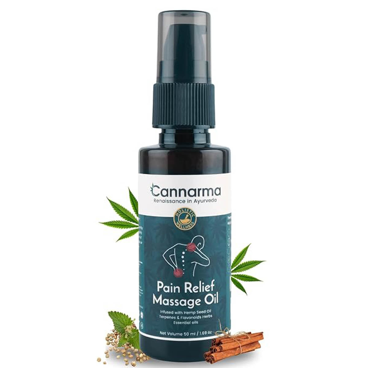 Cannarma Pain Relief Massage Oil 50 ml| Muscle Pain, Joint Pain, Knee Pain, Back Pain, Pack of 1 Cannarma Pain Relief Massage Oil 50 ml| Muscle Pain, Joint Pain, Knee Pain, Back Pain, Pack of 1