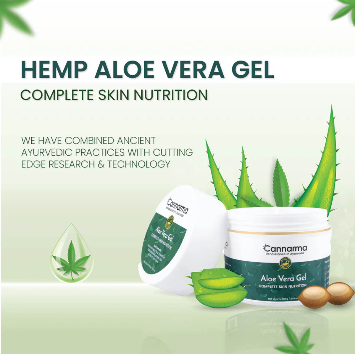 Cannarma Hemp Aloe Vera Gel 100 gm | For Face, Hair, Skin Moisturizer | Hydrates and Soothes, Pack of 1 Cannarma Hemp Aloe Vera Gel 100 gm | For Face, Hair, Skin Moisturizer | Hydrates and Soothes, Pack of 1