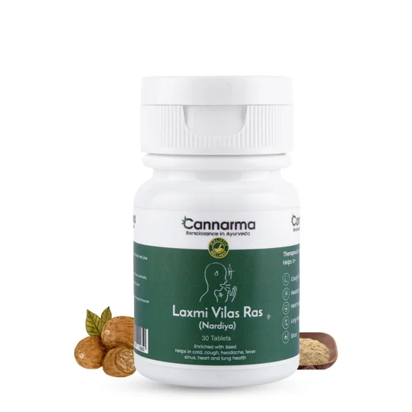 Cannarma Laxmi Vilas Ras (Nardiya), 30 Tablets| For Cough, Cold, Headache &amp; Fever, Pack of 1