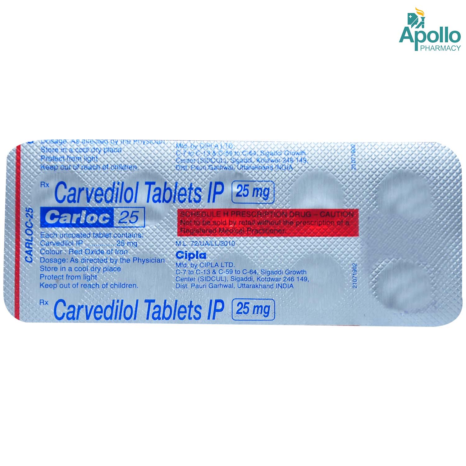 Carloc 25 Tablet 10's, Pack of 10 TABLETS Carloc 25 Tablet 10's, Pack of 10 TABLETS